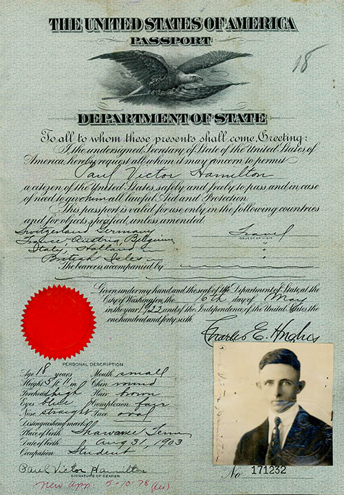 Description page, Paul's passport
