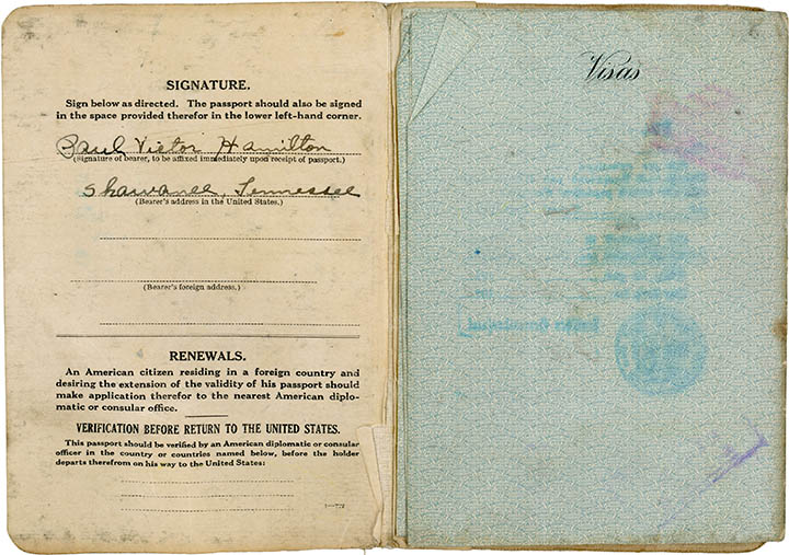 Signature page, Paul's passport