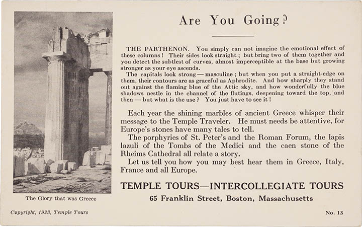 Temple Tours postcard