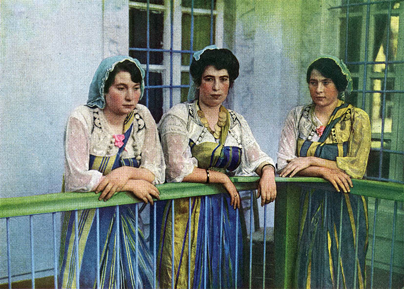 Young Women of Tripoli in Holiday Dresses, click for larger image