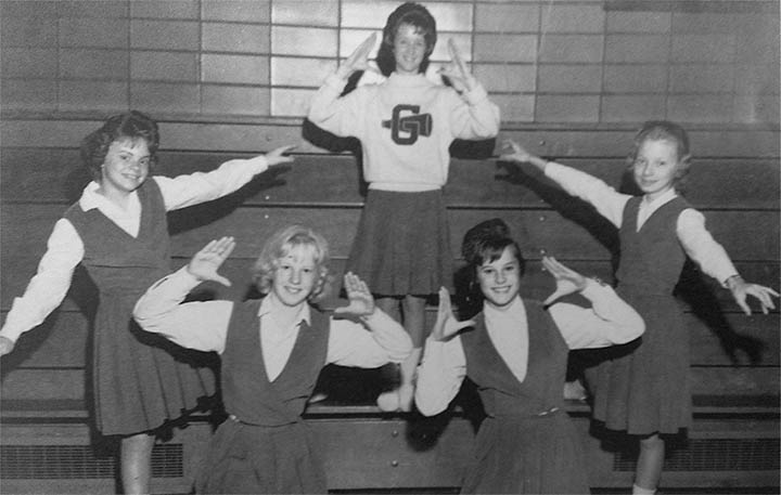 Patty as a cheerleader, 1962 Pioneer