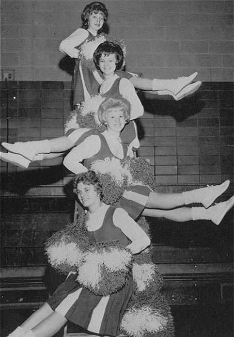Patty as a cheerleader, 1963 Pioneer